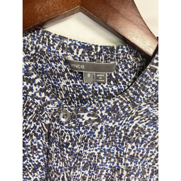 Vince Womens 100% Silk Static Animal Print Sleeveless Romper Jumpsuit Blue Sz 8 - Picture 3 of 4